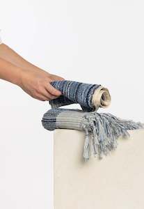 Ottoloom: Paros Organic Hand Towel - Blue & Petrol