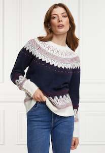 Sweaters Hoodies: Longhope Fairisle Knit - Ink Navy