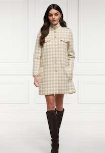 Capes: Highbury Cape Coat - Camel Houndstooth