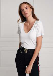 Relaxed Fit V Neck Tee - White