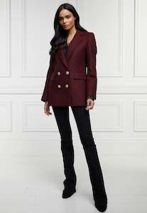 Blazers Coats: Double Breasted Blazer - Red Houndstooth