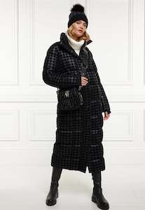 Crawford Longline Coat - Mono Houndstooth