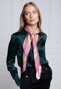 Accessories Footwear: Regal Horse Silk Scarf - Coral