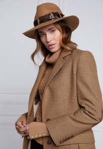Accessories Footwear: Trilby Hat Iridescent Feather Band - Camel