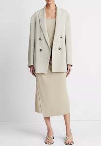 Vince: Crepe Double Breasted Blazer - Sepia