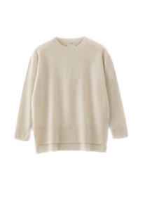 Aleger Cashmere: N.284 Cashmere High Low Crew - Pearl Shell