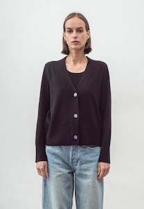 Aleger Cashmere: N.09 Cashmere Cardigan - Black