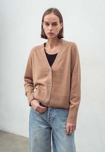 Aleger Cashmere: N.09 Cashmere Cardigan - Tan