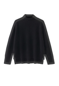 Aleger Cashmere: N.93 Cashmere Blend Funnel neck - Black