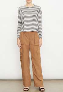Vince: Striped L/S Drop Shoulder Top - Enoki/Twilight