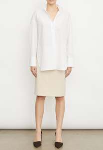 Half Placket Stand Collar - Optic White