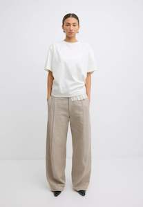 Gregory: Mavis Tee - Stucco With Ruffle Trim