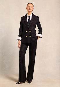 Double Breasted Blazer - Navy Chalk Pinstripe