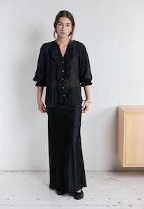Jane Blouse - Black Liberty Silk Cotton