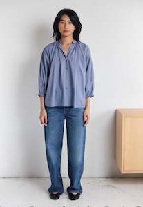 Mahsa: Everyday Blouse - Albini Check Smoke Blue