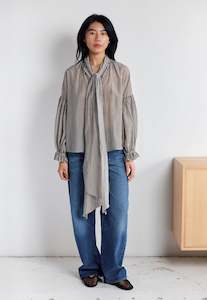 Mahsa: Bow Blouse - Tank Stripe Silk Cotton