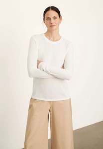 Vince: Essential Long Sleeve Crew - Optic White