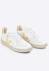 Veja: V-10 CWL Sneakers - White/Sun/Peach