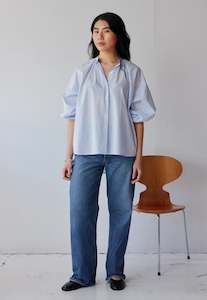 Mahsa: Everyday Blouse - Pale Blue Stripe