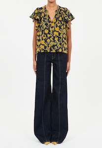 Ulla Johnson: Lilo Flutter Sleeve Blouse - Verdite