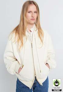 Runaway Girl Cropped Oversized Hoodie - Ecru