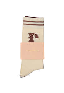 Runaway Girl Socks 2 Pack - Cream/Mahogany