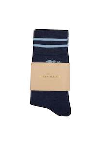Runaway Girl Socks 2 Pack - White/Denim Blue