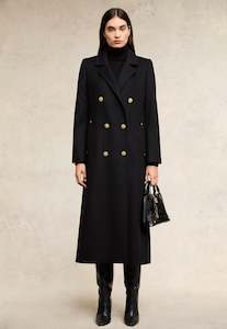 Hc Coats: Double Breasted Coat - Soft Black