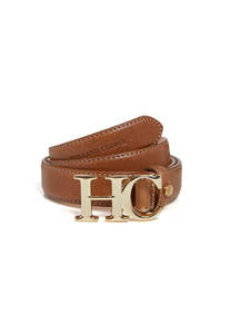 Belts: Atelier Slim Logo Belt - Tan Contrast