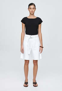 Belted Jean Short - Blanc