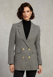 Holland Cooper: Double Breasted Blazer - Prince of Wales Mono