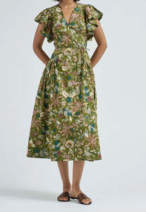 Darya Drop Waist Midi Dress - Lichen