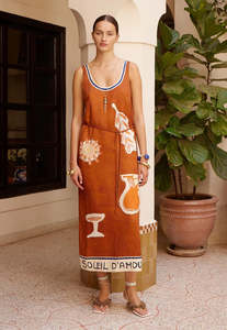 Alemais: Soleil D'Amour Silk Midi Dress - Rust