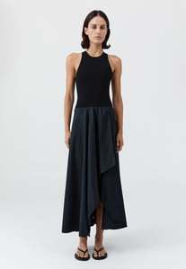 St Agni: Knit Bodice Asymm Dress - Black