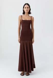 St Agni: Sheer Silk Circle Hem Dress - Liqueur