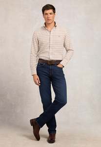 Mens Tees And Shirts: Men's Classic Button Down Shirt - Cheltenham Camel Check
