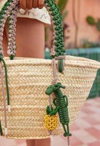 Bags: Macrame Midi Basket - Blonde