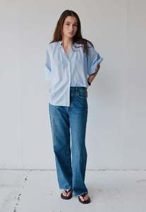 Mahsa: Everyday Blouse - Blue Boheme Stripe