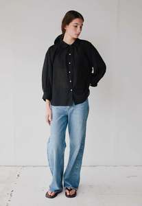 Mahsa: Dune Shirt - Black Cotton Voile