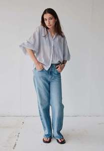 Mahsa: Everyday Blouse - Claude Grey Painter Stripe