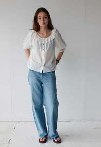 Bon Ruffle Blouse - Cream Cotton Voile