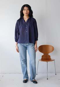 Mahsa: Everyday Blouse - Indigo Cotton Voile