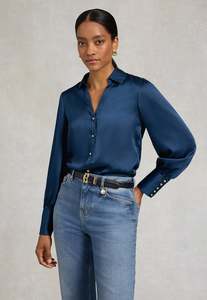 Holland Cooper: Annie V-Neck Shirt - Petrol