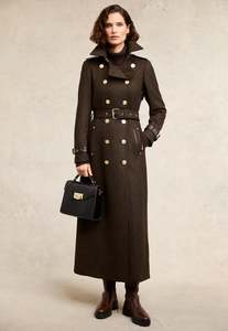 Marlborough Trench Coat Full Length - Chocolate Herringbone