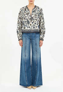 Azrou Cotton Long Sleeve Blouse - Porcelain