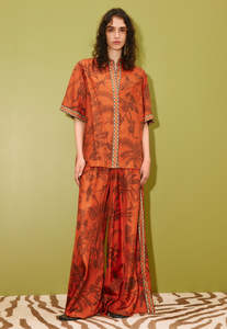 Monkey Dance Silk Shirt - Rust