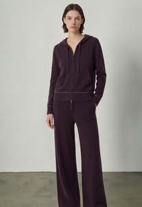 Aleger Cashmere: 497 Cashmere Blend Side Stitch Pant - Merlot