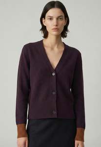 545 Cashmere Seam Detailed Cardi - Merlot