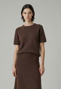 Aleger Cashmere: 658 Brushed Shortsleeve Knit - Mink