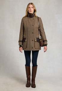 Holland Cooper: Balmoral Field Coat - Large Scale Brown Herringbone
